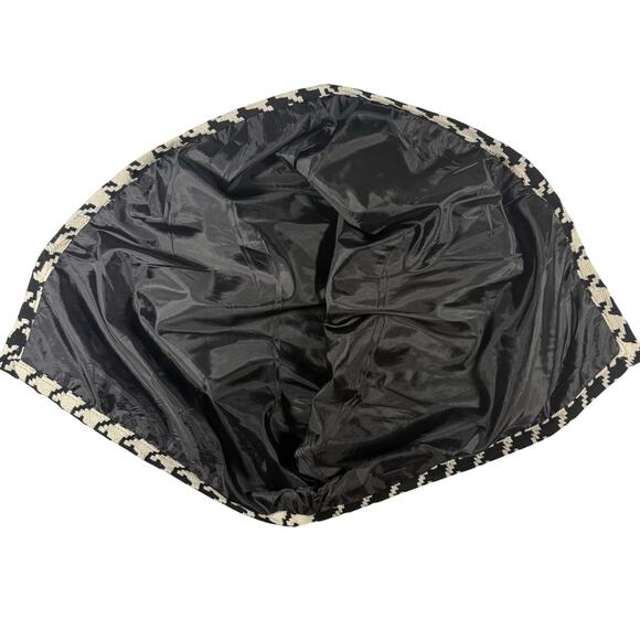 Last Kiss Black White Houndstooth Wool Lined Poncho Cape Cowl Neck Chic XL - Picture 3 of 8